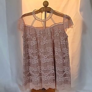 Suzanne Betro Pink Lace Top 1X